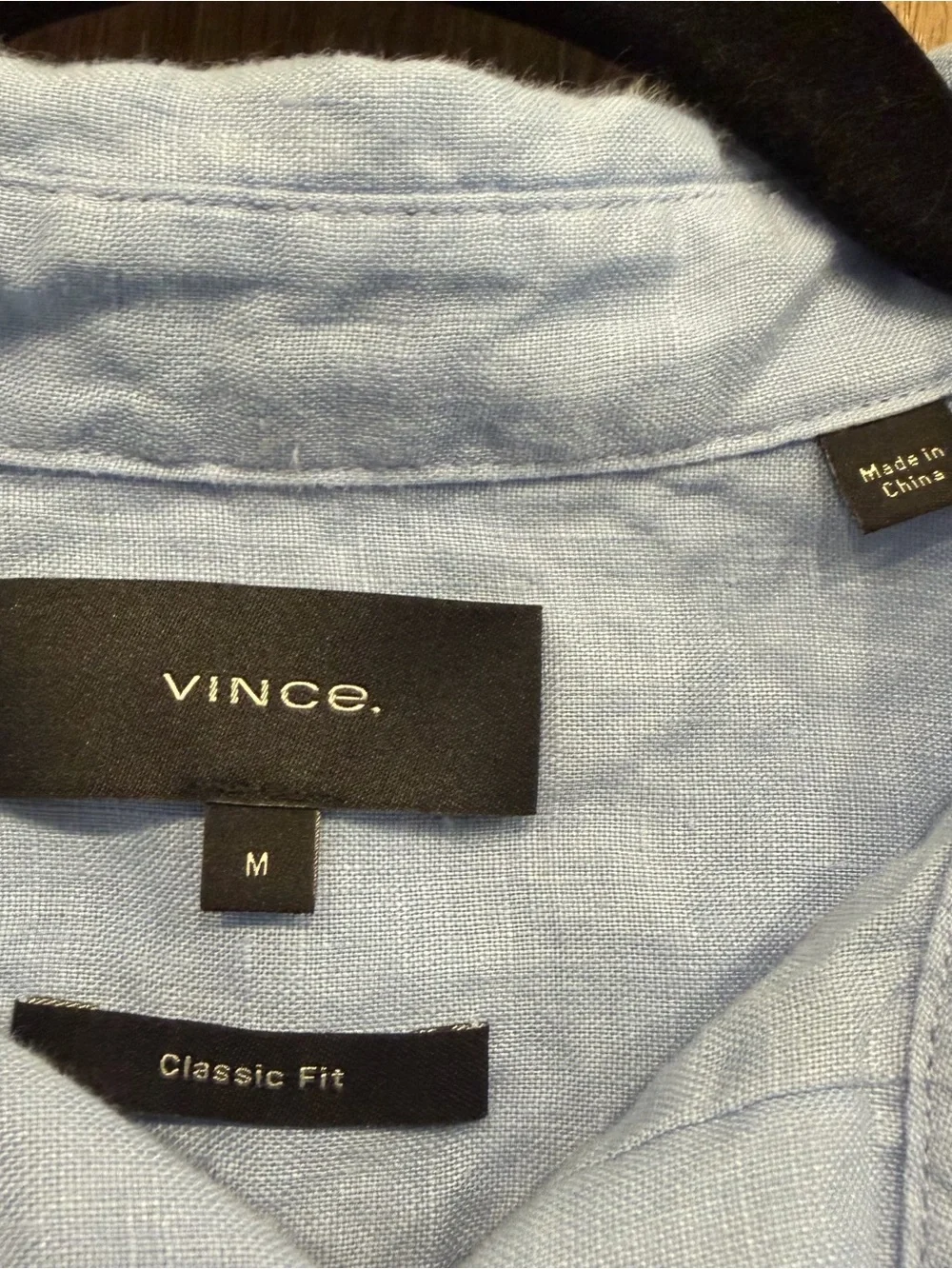 VINCE Light Blue Short-Sleeve Linen Shirt, men, M - Picture 3 of 7